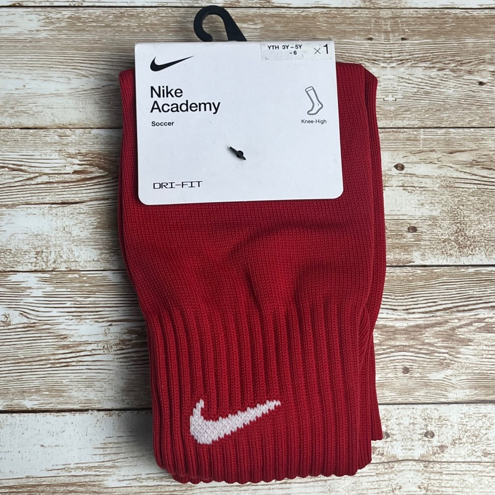 Nike‎ Academy Soccer Knee High Socks Red Dri-FIT Youth Adult Men's small